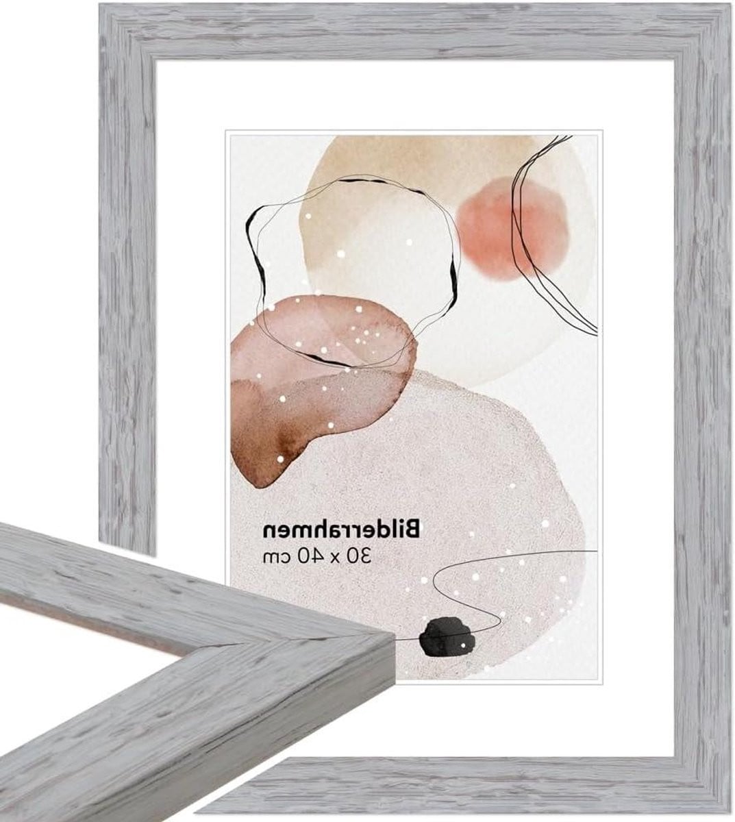 Houten Fotolijst in Landhuis Stijl - Grijs - 40 x 50 cm