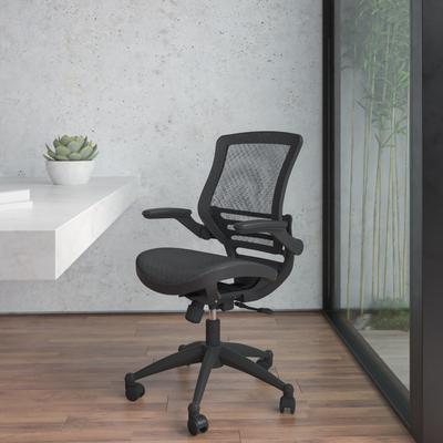 Mid-Back Transparent Mesh Executive Swivel Chair with Melrose Gold Frame and Flip-Up Arms