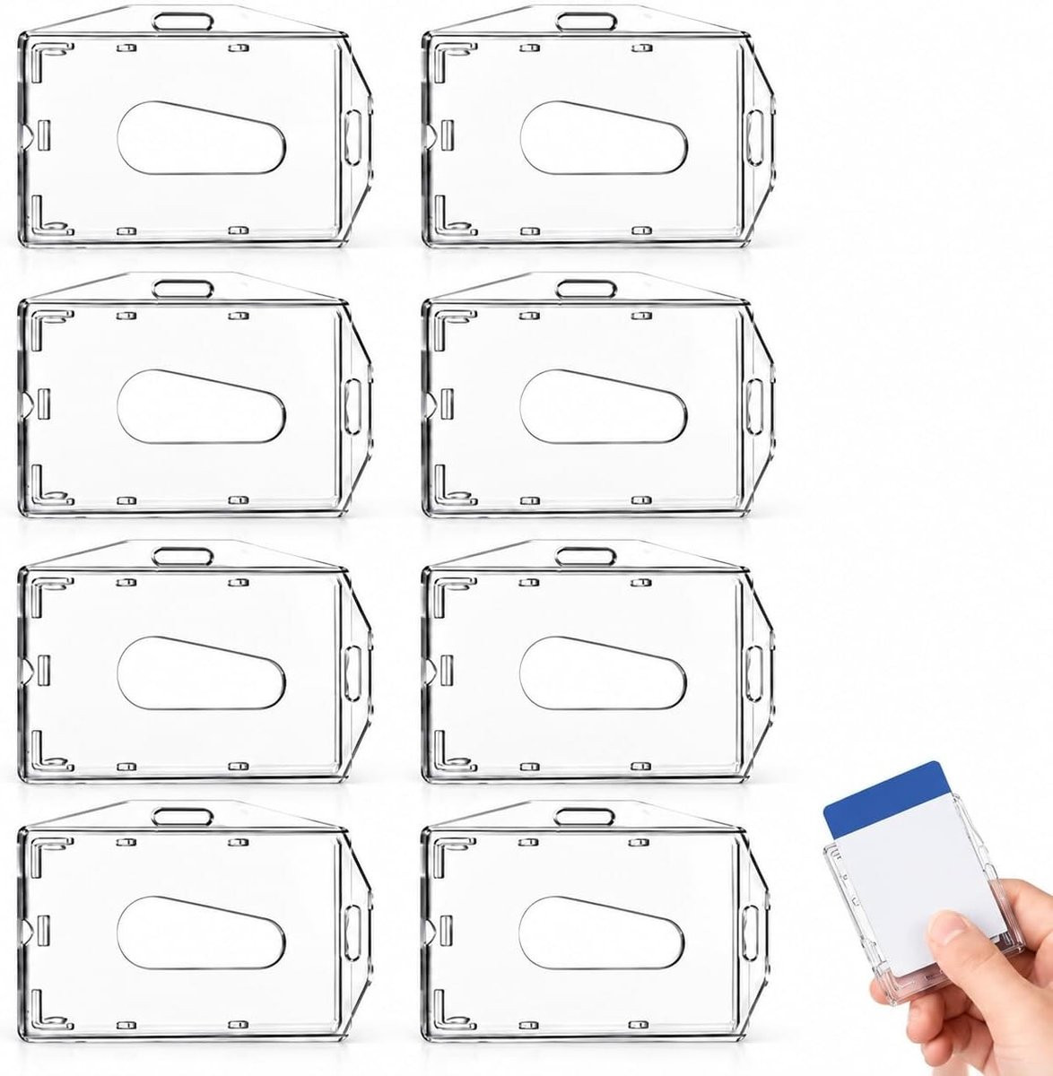 Set van 8 Transparante Badgehouders met Duimschuif voor ID-kaarten