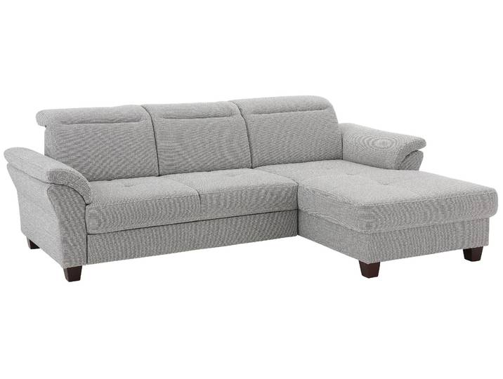 Ecksofa, Mikrofasermaterial, Silber, 255×185 cm, Sitztiefenverstellung & Recamiere Rechts, Klassisch, Home Affaire