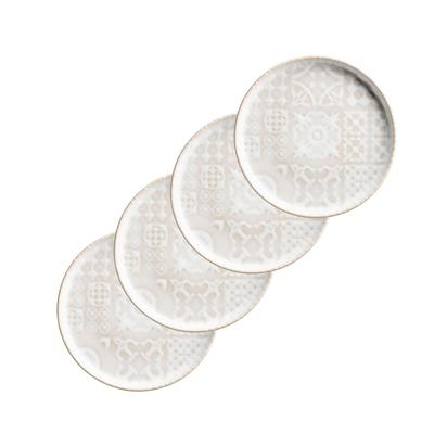 MÄSER Dessertteller 22 cm UNO 4er Set, Traditional Tiles weiss, 581187