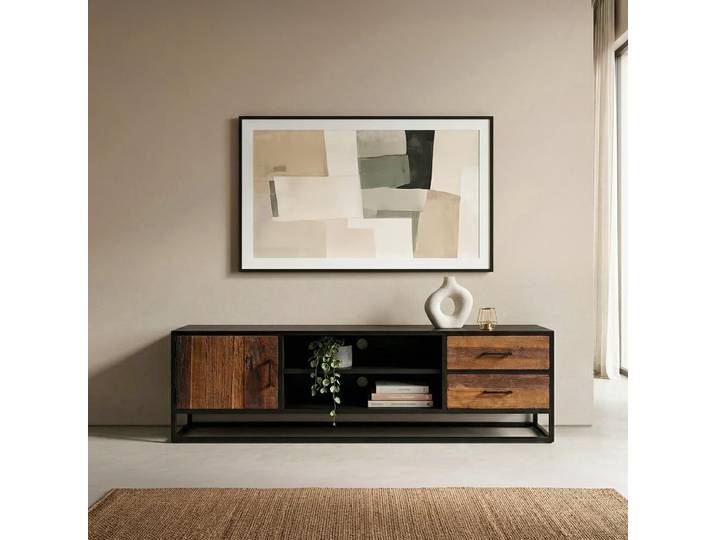 Meuble TV industriel en bois recyclé - Recycled