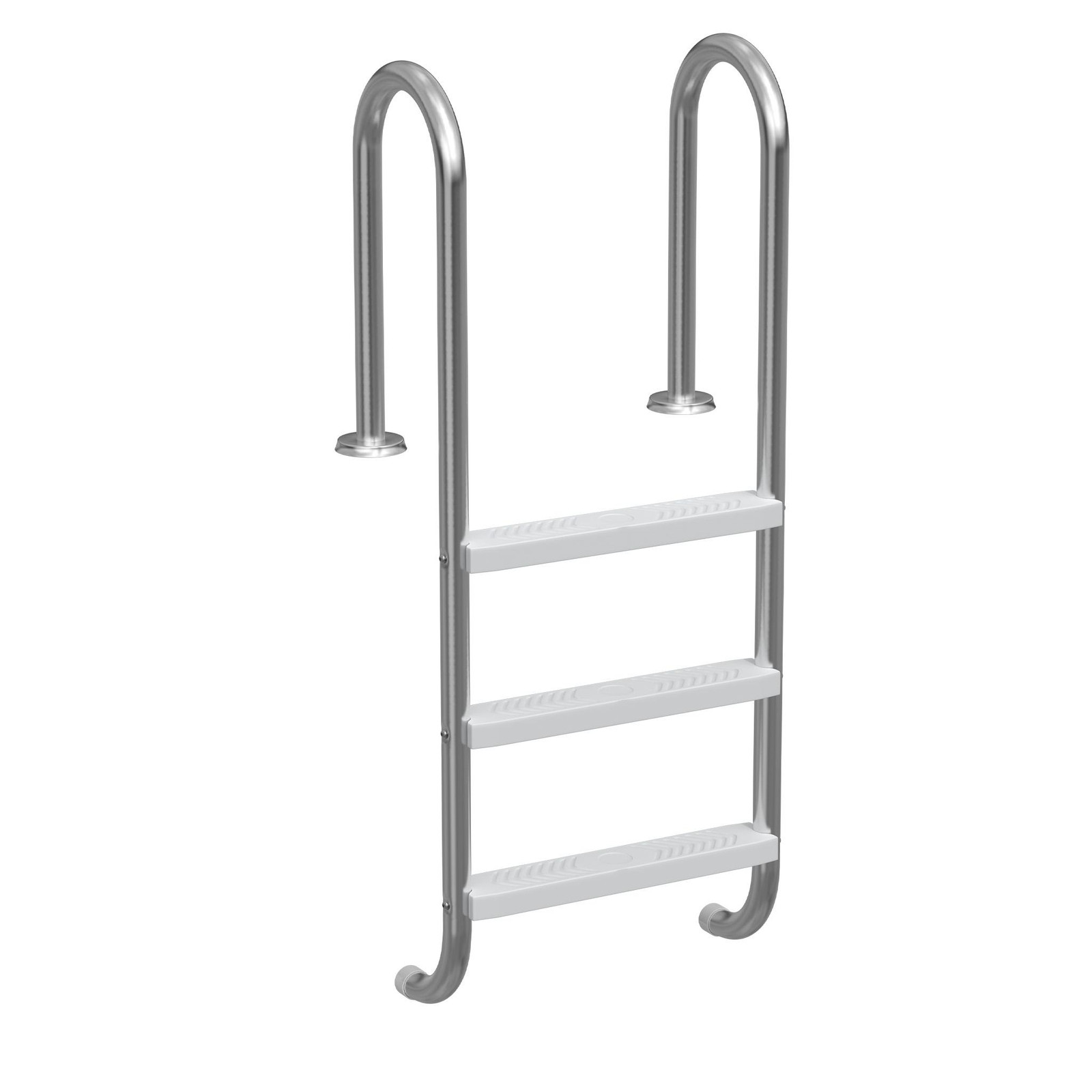 XMTECH RVS zwembadtrap met 3 treden en antislip oppervlak, zilver, 132 cm