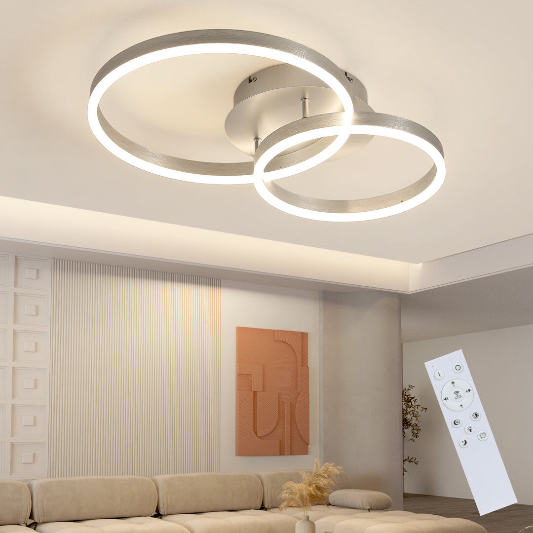 Metro 2-Light Dimmable LED Flush Mount Silver 24cm H X 40cm W X 30cm D