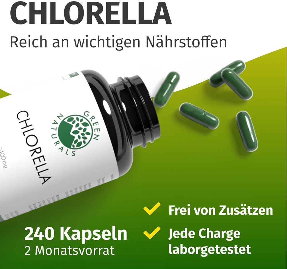 Green Naturals Chlorella Kapseln 2400 mg vegan 240 St