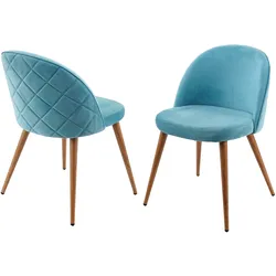 2er-Set Esszimmerstuhl MCW-D53, Stuhl Küchenstuhl Retro 50er Jahre Design, Samt ~ türkis
