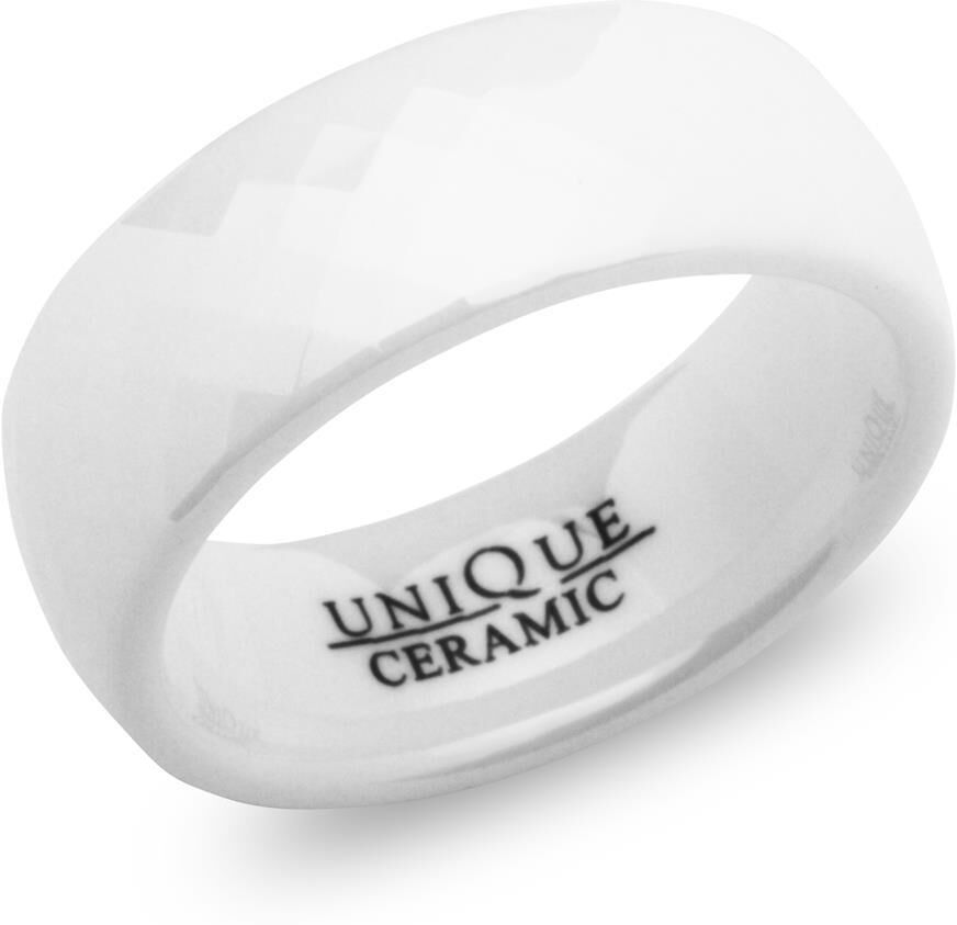 Unique Weisser Keramikring 7,5mm facettiert weiß