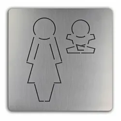 Türschild uno aus Edelstahl Wickelraum