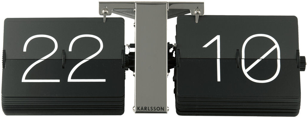 Karlsson Metal Wall Clock Black/Chrome 14cm H x 36cm W x 8.5cm D
