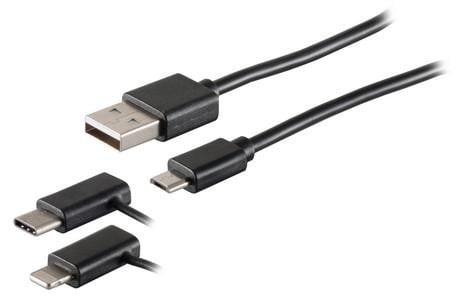 S-CONN USB-A naar USB 2.0 kabel, 2 meter, zwart