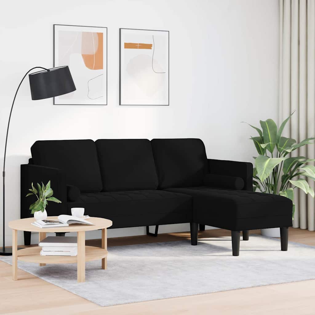 vidaXL Ensemble de Canapés avec coussin Noir Polyester