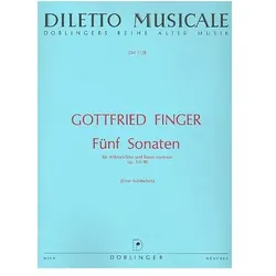 5 Sonaten op.3,6-10 für Altblockflöte und Bc, Fachbücher von Gottfried Finger