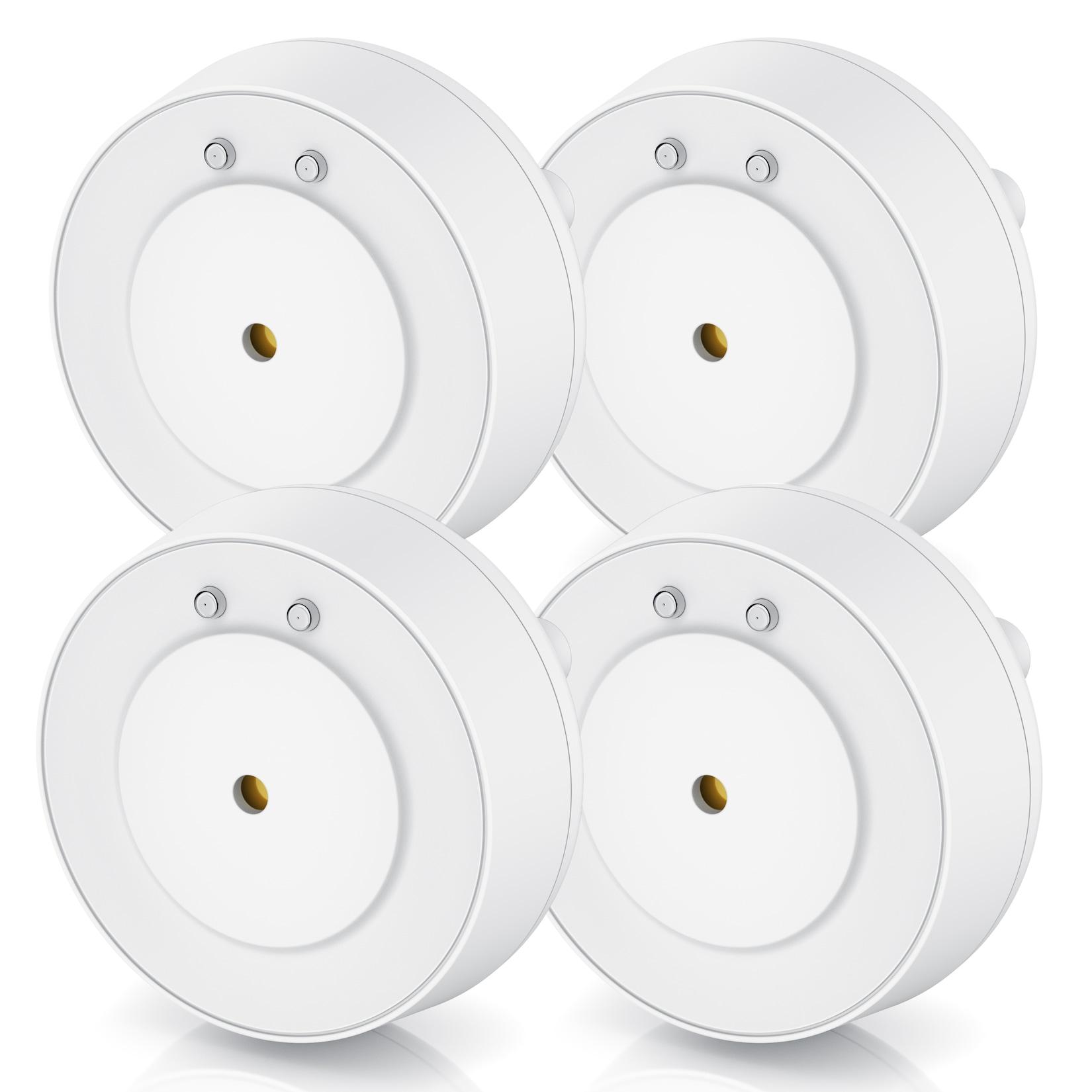 BEARWARE 4x Wassersensor, IP66, Mini-Wasserdetektor, 110 dB lauter Alarm, Wassermelder (batteriebetrieben, Wasseralarm Melder warnt bei Wasserschäden)