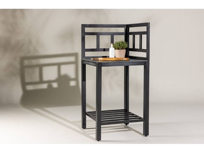 Garten Ablagetisch Vani – Outdoor-Küchenmodul mit Stein-Arbeitsfläche - Schwarz - Luxusbetten24