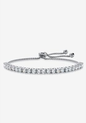 "Silver Tone Bolo Bracelet (4mm), Simulated Birthstone 9.25"" Adjustable by PalmBeach Jewelry in April"