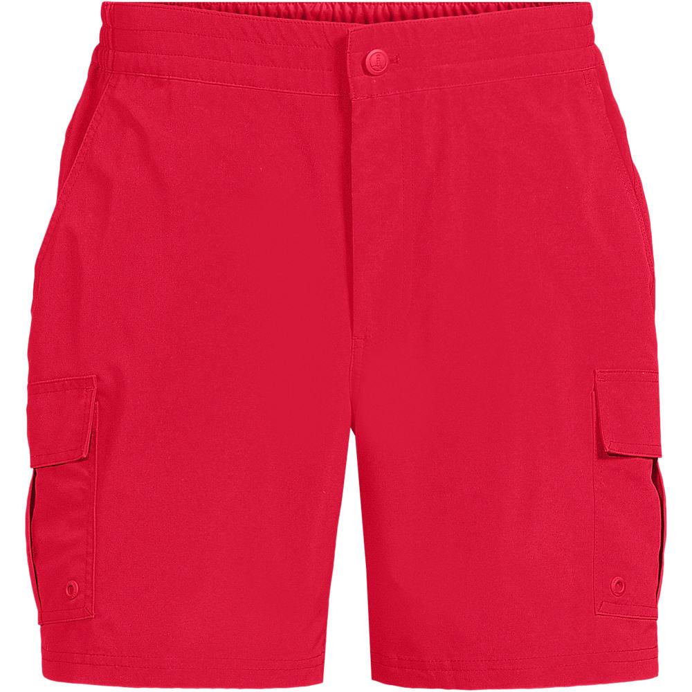 Schnelltrocknende UPF 50 Cargo-Badeshorts für Herren, 18 cm, Herren, size: regular, Rot, Elasthan/Polyester-Mischung, by Lands' End