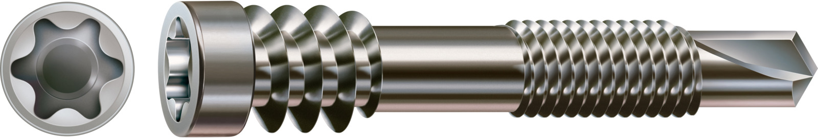 SPAX Edelstahl A2 Terrassenschraube Alu - Fixiergewinde, Zylinderkopf, T-STAR plus, Bohrspitze 0557000500443