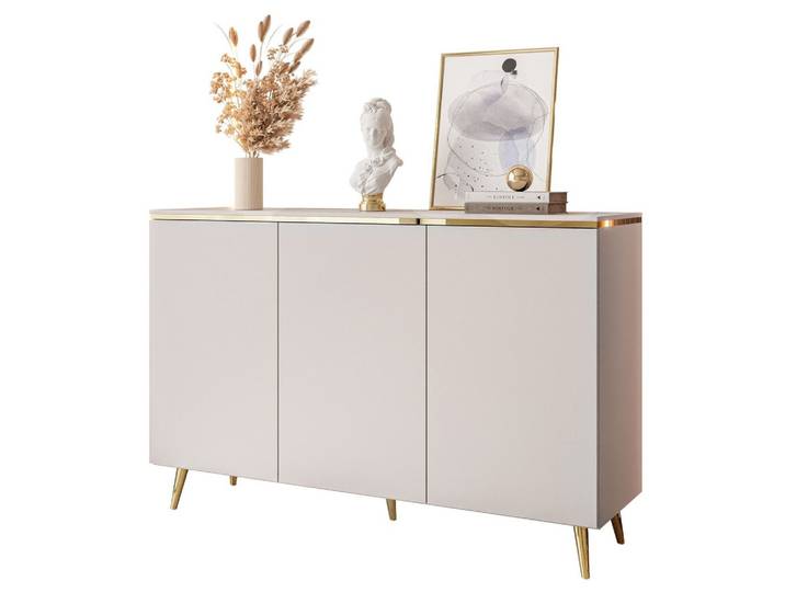 KOMMODE AURORA 3D Kaschmir mit schräge Goldchrom Fuße