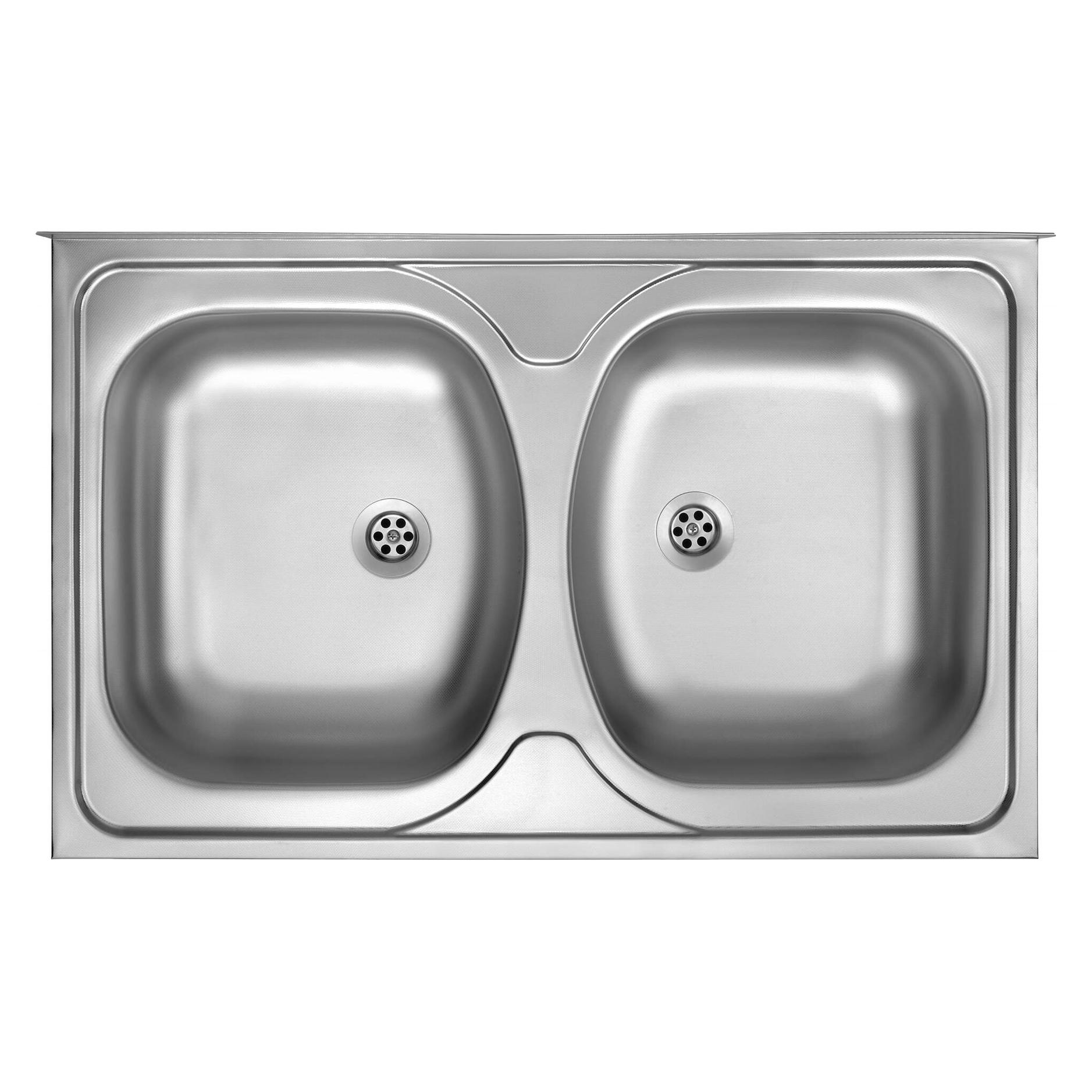2-Becken-Spüle aus Stahl - Auflage (Einbauspüle) (ZM5 020N)