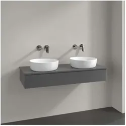 Villeroy und Boch Antao Waschtisch-Unterschrank L13150GK Villeroy und Boch Antao Waschtisch-Unterschrank L13150GK  eckig mit Hahnlochbohrung wandhängend Befestigungsset wird mitgeliefert 2 x Raumsparsiphon für 2 Waschbecken mit Auszugsbeleuchtung 1 x LED/