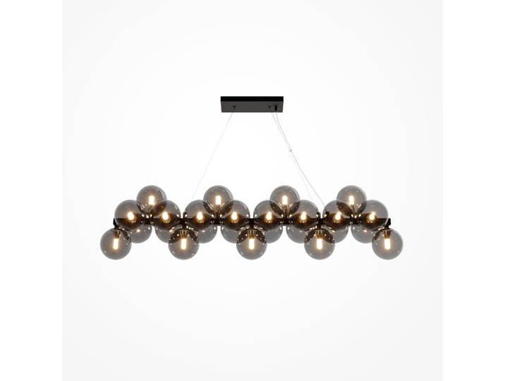 Suspension\, métal verre\, noir\, 25 flammes\, L 123\,5 cm