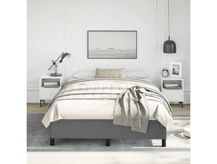 KTHLBRH Bettgestell, dunkelgrau, 137 x 190 cm, Stoff Lattenrost aus Sperrholz, stabile Beine, 100 % Polyester, für Schlafzimmer