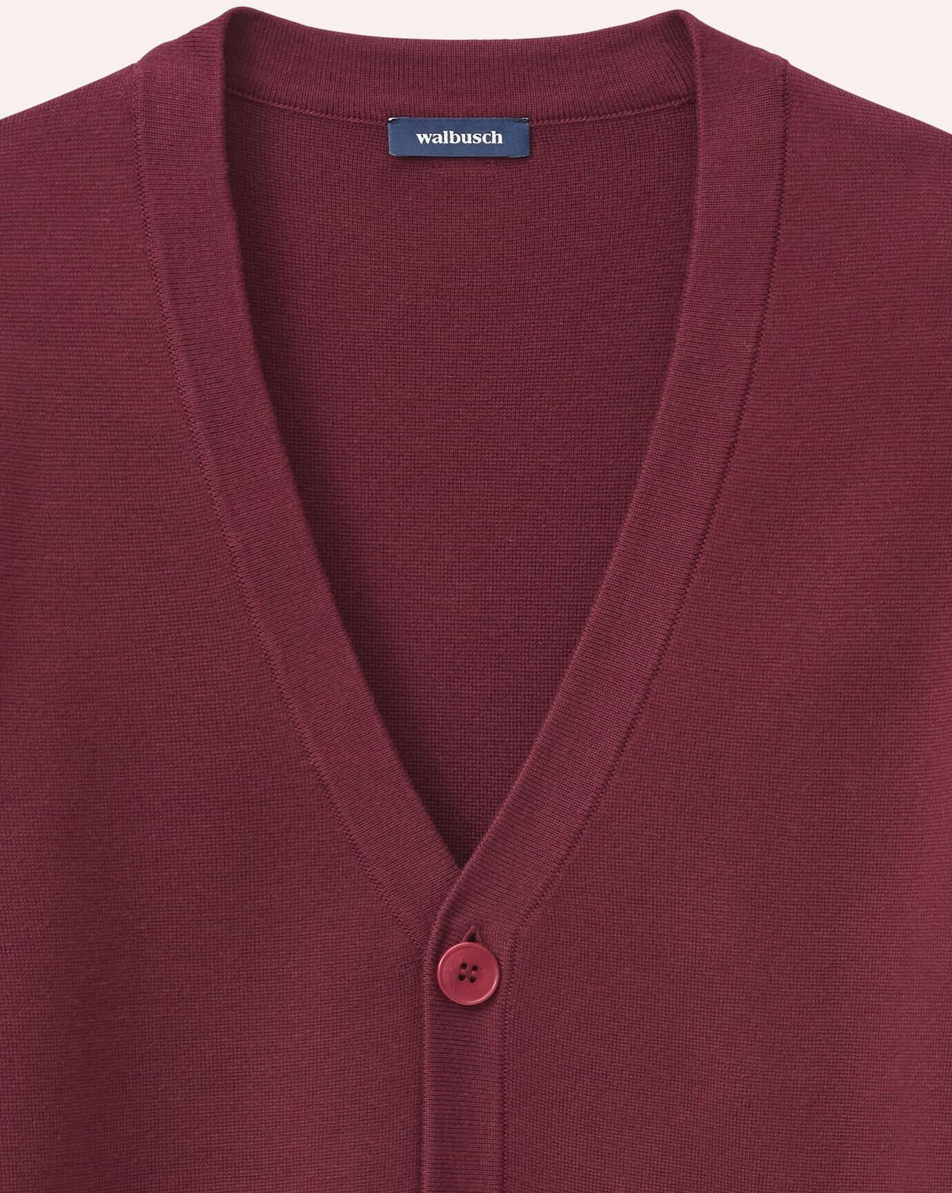 Walbusch Milano Cardigan mit Baumwolle, noch offen: Größenlauf, Farbe Rot, 56, elastische Baumwollmischung moderner Milano-Strick Herren