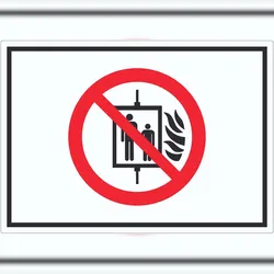 HB-Druck Aufzug im Brandfall nicht benutzen Symbol Aufkleber A6 (105x148mm)