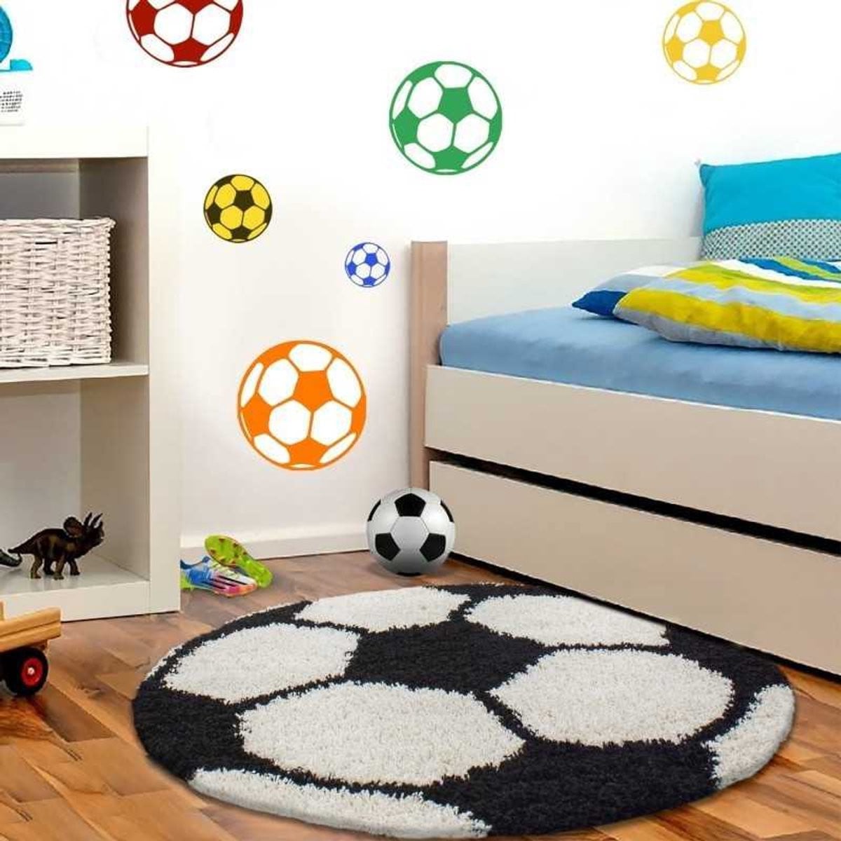 TapisTrend Kinderkleed Voetbal Zwart-wit Rond Diameter: 100 cm