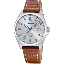 Calypso K5868/2 Herrenuhr Quarz mit Lederband Braun