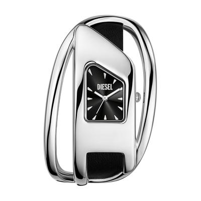 Quarzuhr DIESEL "WRAP-D", silber (schwarz), Armbanduhren, Damen, Quarzuhr, Armbanduhr, Damenuhr, Lederarmband, analog