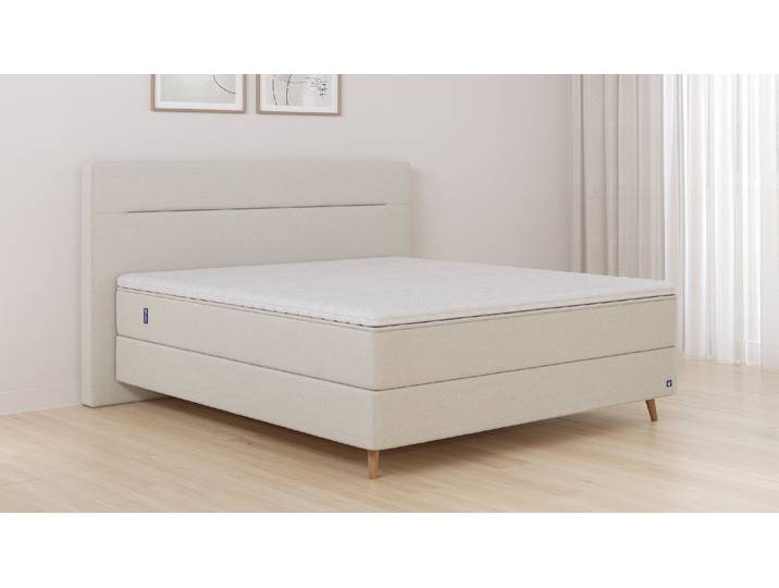 BRUNO Boxspringbett Premium 200x200cm in Creme Ecru Matratzen-Härtegrad: Links H2 / Rechts H3 mehrfach ausgezeichnet in Design & Qualität