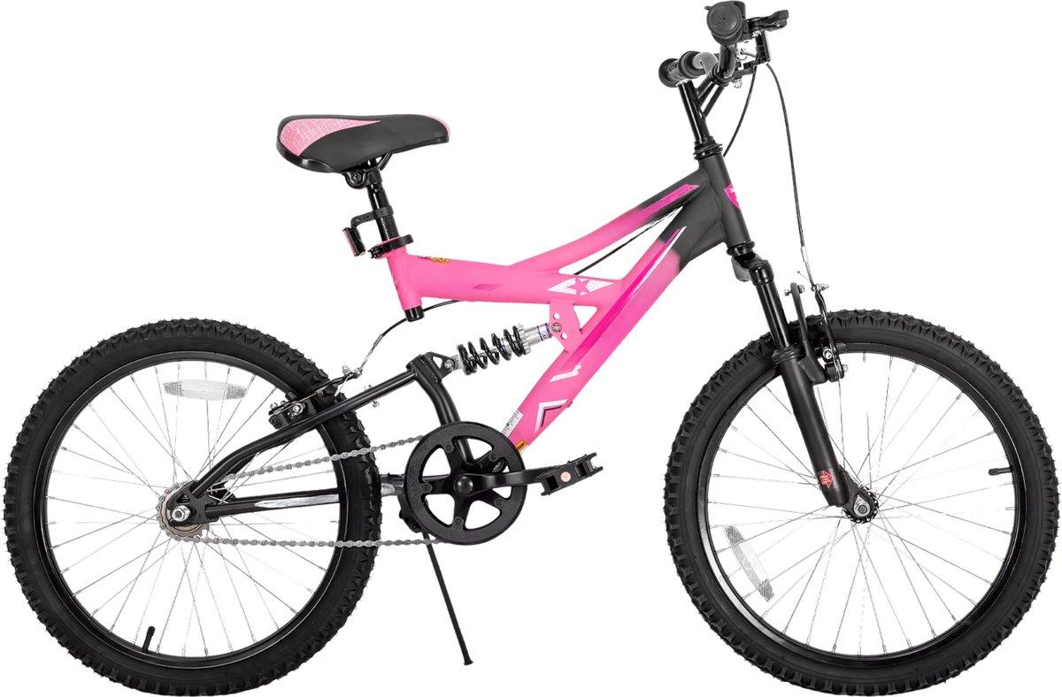 Kinder-Mountainbike Mädchen 20 Zoll (51 cm) - Mit Vollfederung, V-Brakes & Ständer - Rosa