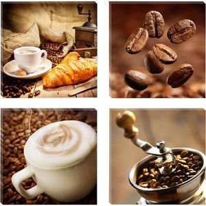 visario Wandbild Kaffee, Leinwand, mehrteilig, bestehend aus 4 Bildern