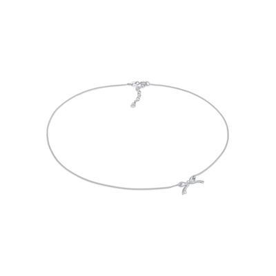 Kette mit Anhänger ELLI "Halskette Schleife Choker Romantik 925 Sterling Silber" Gr. 36, silber, Halsketten, Damen, ohne Stein, Silber 925 (Sterlingsilber)