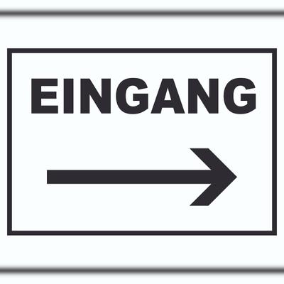 HB-Druck Eingang Pfeil rechts Schild A3 Rückseite selbstklebend