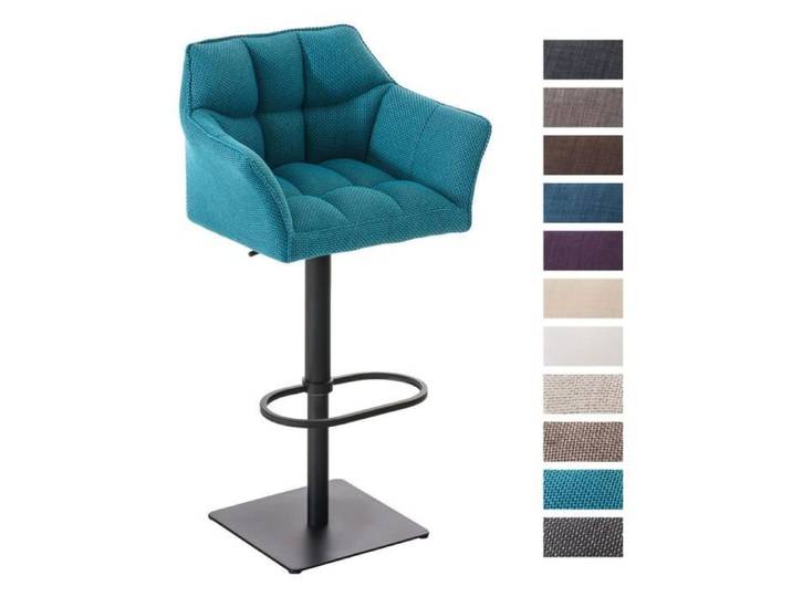 Tabouret de bar avec dossier DAMASO B - CLP - Réglable en hauteur - Pivotant - Turquoise