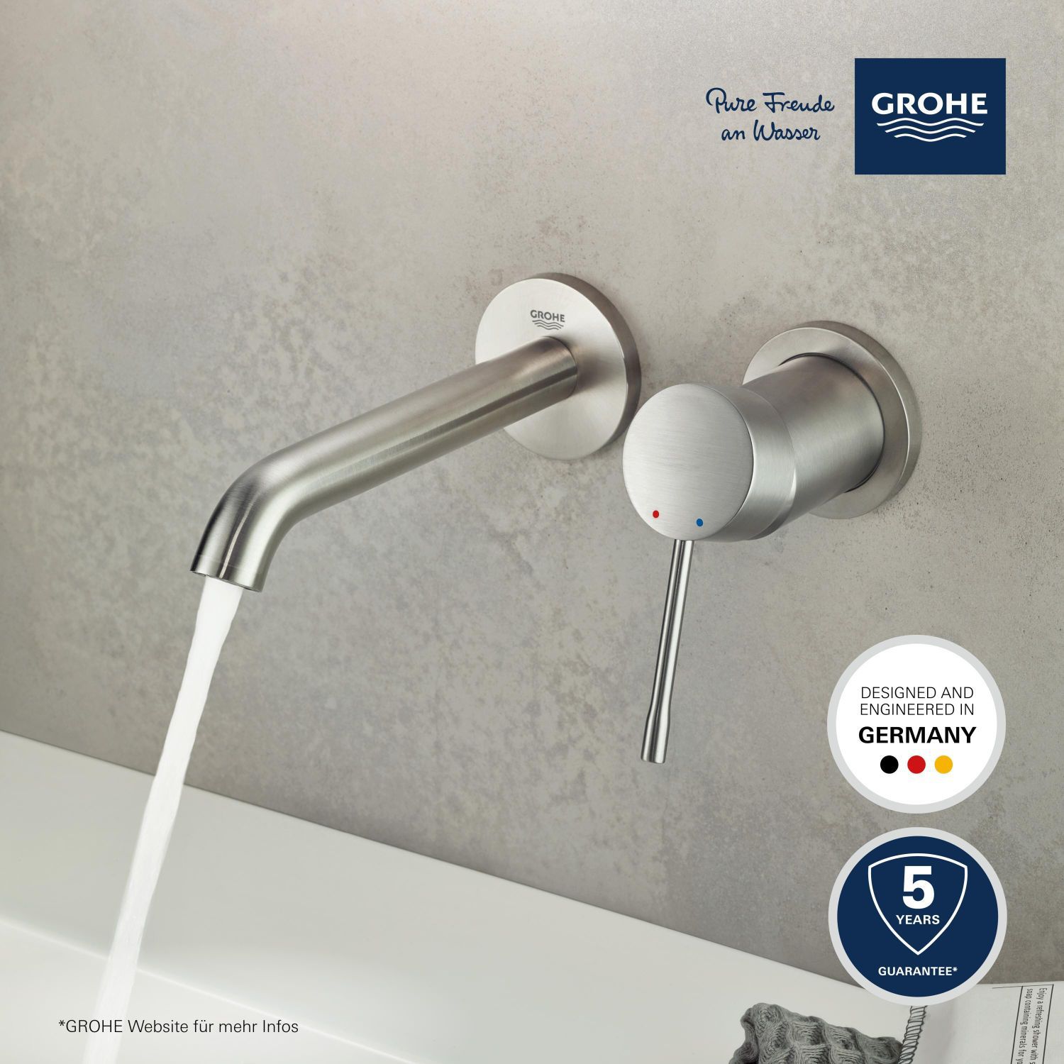 Grohe Essence New 2-Loch Waschtischbatterie mit kurzem Auslauf, Badarmaturen, 19408DC1, supersteel
