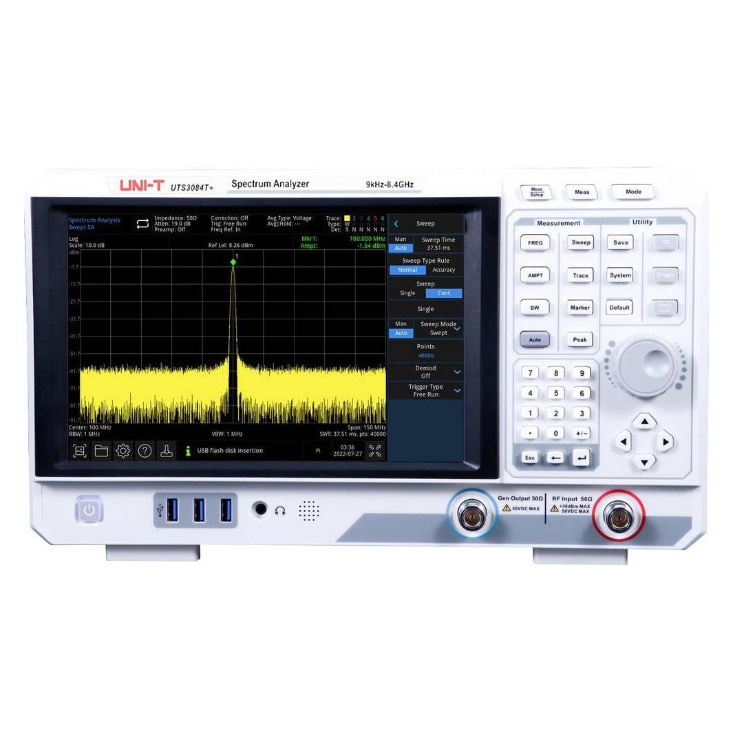 Uni-T UTS3084T+ Spektrum-Analysator 8.4 GHz CAT II Tracking Generator (181200100033X)