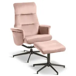 Sessel mit Hocker Mals Stoff Rosa