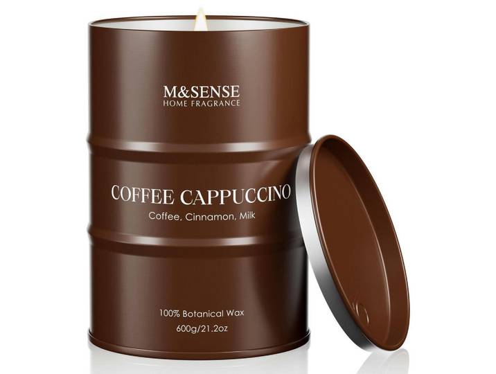 Duftkerze Kaffee Cappuccino 600g, Braun, Paraffin, 12 cm, Dekoration, Kerzen & Kerzenhalter, Duftkerzen