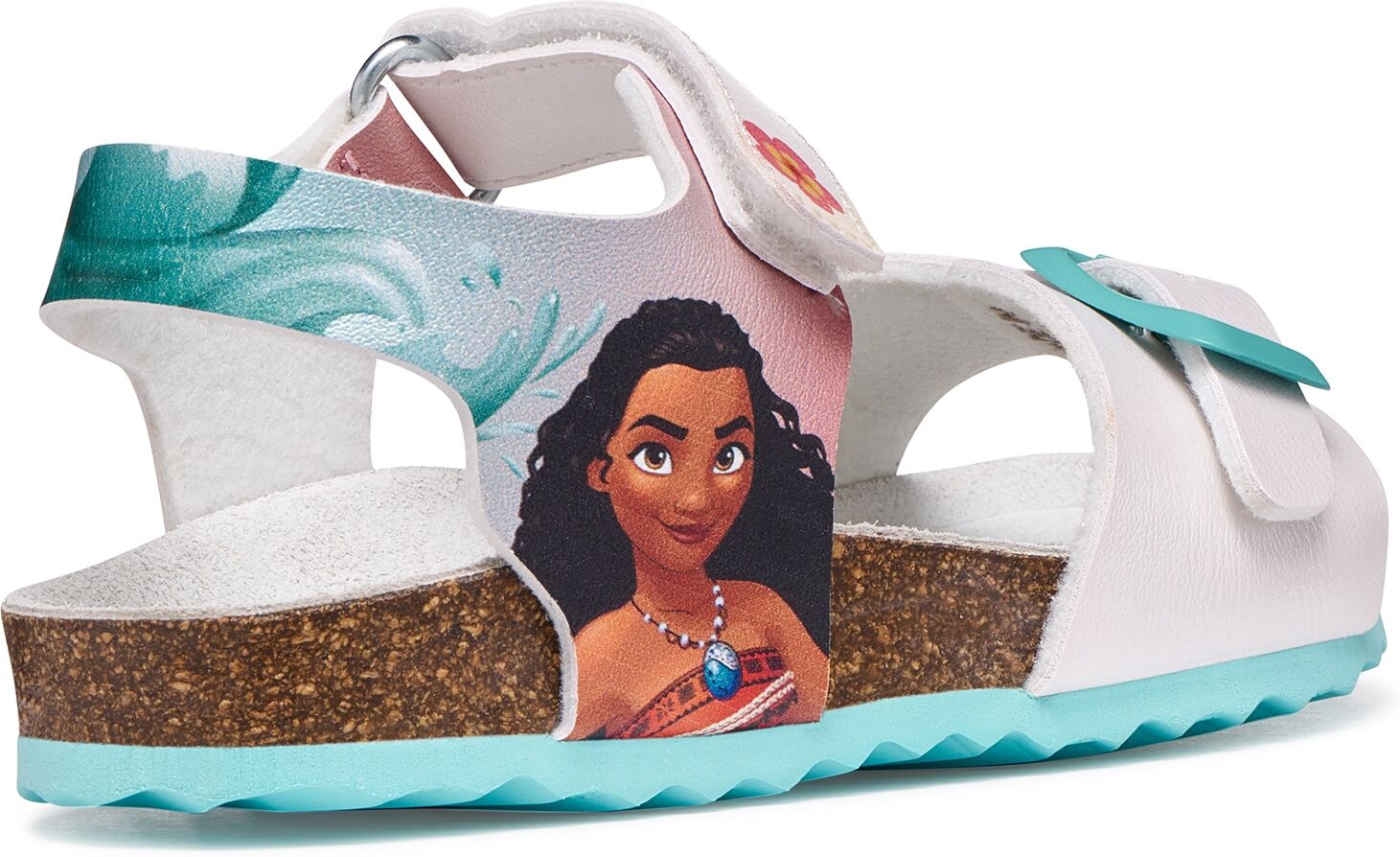 Sandale GEOX "J ADRIEL GIRL", Mädchen, Gr. 25, bunt (weiß, disney moana), Lederimitat, Schuhe Sandale, Sommerschuh mit Disney-Motiv, Grössenschablone zum Download weiß, disney moana 25