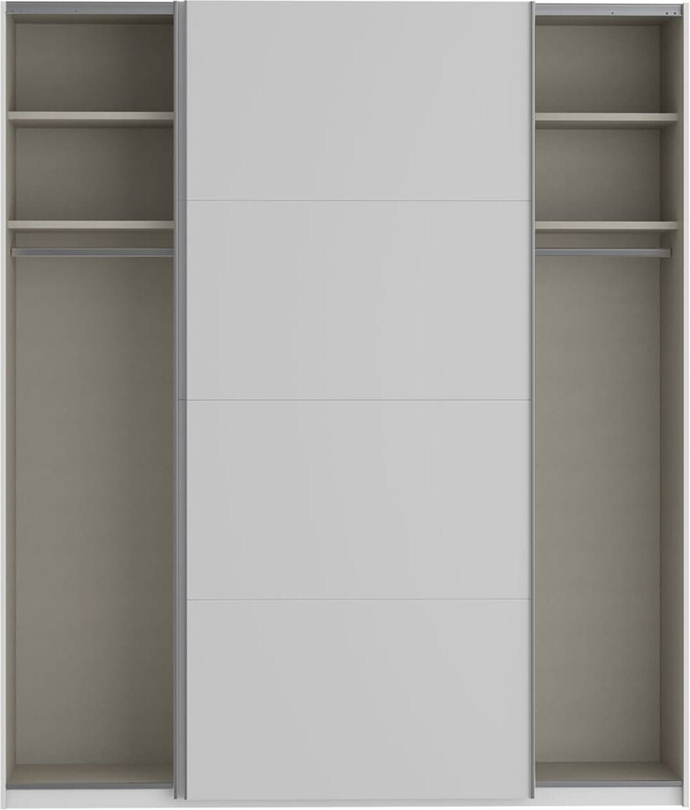 Schwebetürenschrank FORTE "Fittio, Made in Europe, 2 Schiebetüren, modernes Design", weiss (weiß), B:200,1cm H:235cm T:61,2cm, Holzwerkstoff, Schränke, Schwebetürenschrank, Höhe 2,35 mtr, stehende Montage weiß Weiss, B/H/T: 200,1cm x 235cm x 61,2cm, Türen