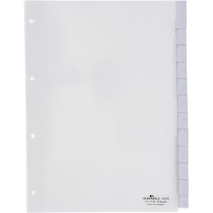 Durable Register 6810-19, A4, blanko, Kunststoff, 12-tlg, transparent, mit Fenstertaben