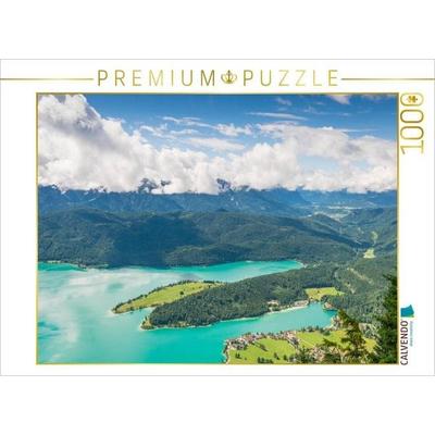 CALVENDO Puzzle Walchensee mit Katzenkopf | 1000 Teile Lege-Größe 64x48cm Foto-Puzzle für glückliche Stunden