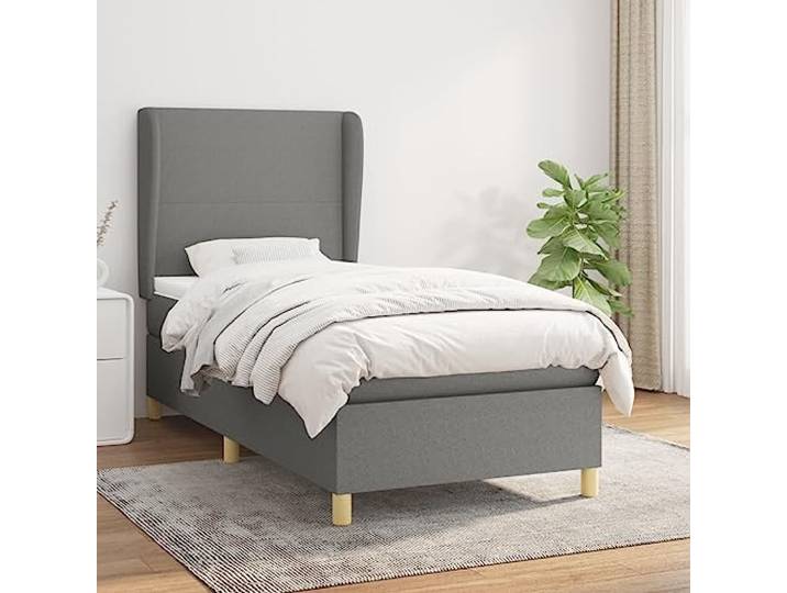 RJPLMFV Lattenrost, Matratze, Dunkelgrau, 90 x 190 cm Verstellbares Kopfteil, Taschenfedern, mittelharter Ständer, atmungsaktiver Stoff, mit Montageanleitung (evtl. nicht in