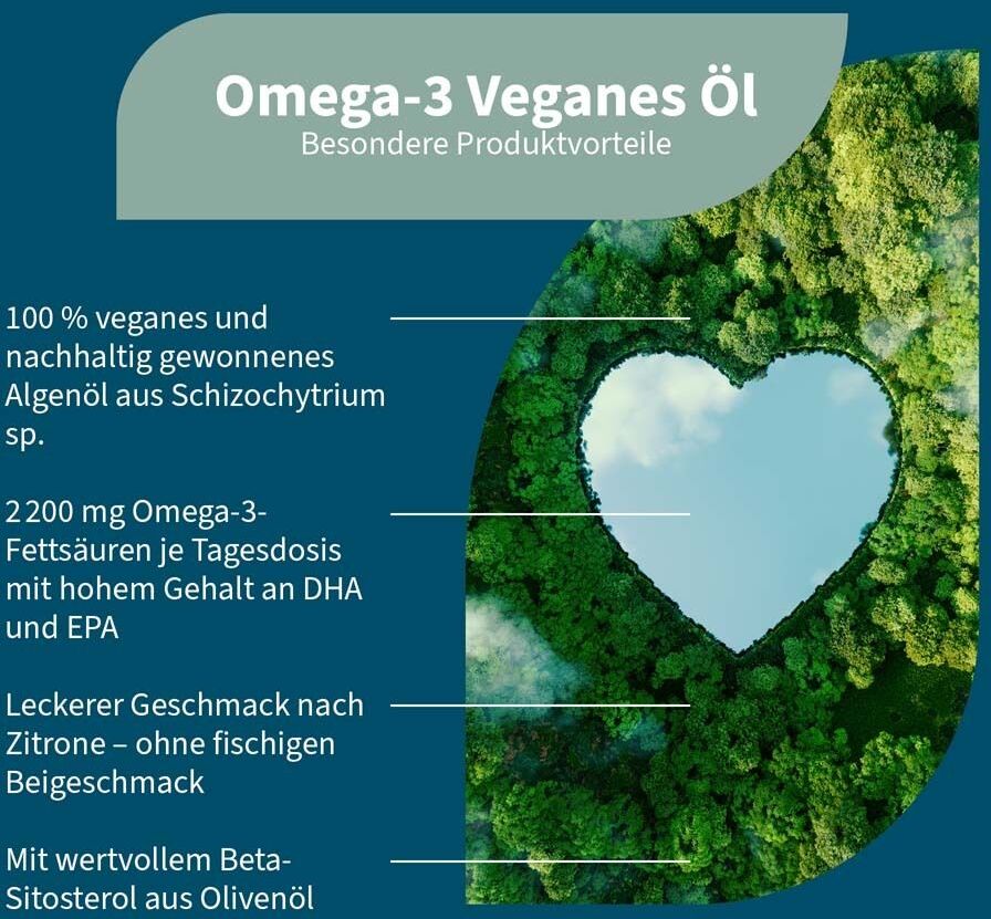 NatuGena Omega-3 Vegan 2200mg m.1351 DHA 672 EPA Algenöl Öl 100 ml