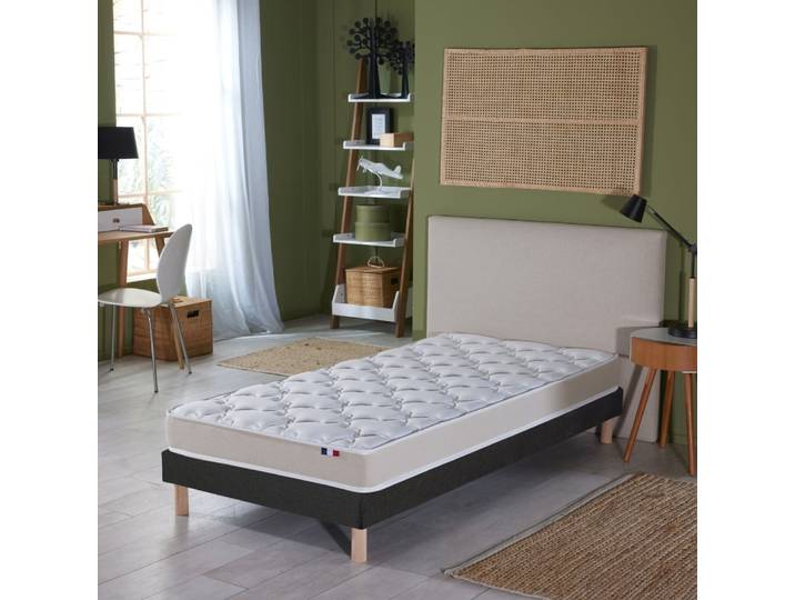Matelas mousse accueil latex 3 zones + sommier 90x200 noir
