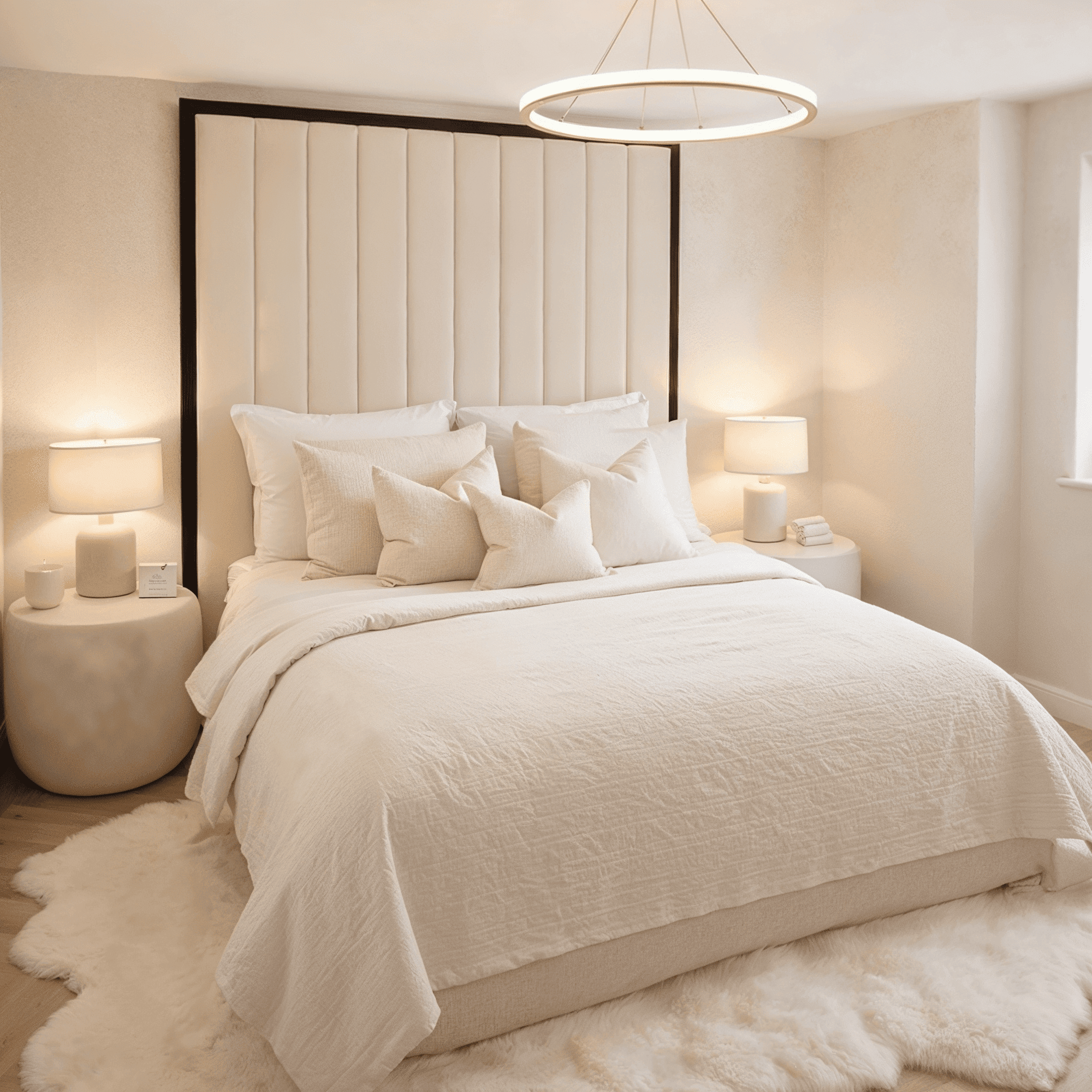 Valentina Cloud Boucle & Black Channelled Headboard, Emperor