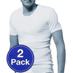 Schiesser 2 Stück ( Doppelpack ) Herren 1/2 Arm Unterhemd Doppelripp - Weiß M